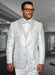 Men’s White Paisley Wedding Tuxedo with Groom Suit Jacket, Vest and Pants, Formal Dress Suit