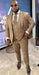 Rossiman Men’s Tan Suit – Gold Buttons & Double-Breasted Vest Elegance