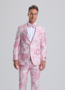 Paisley Suits - Wedding Tuxedo - Groom Pink Suit + Matching Bowtie
