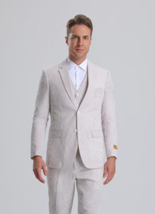 Seersucker Suit - Summer Suit - Cotton Suit - Light Gray