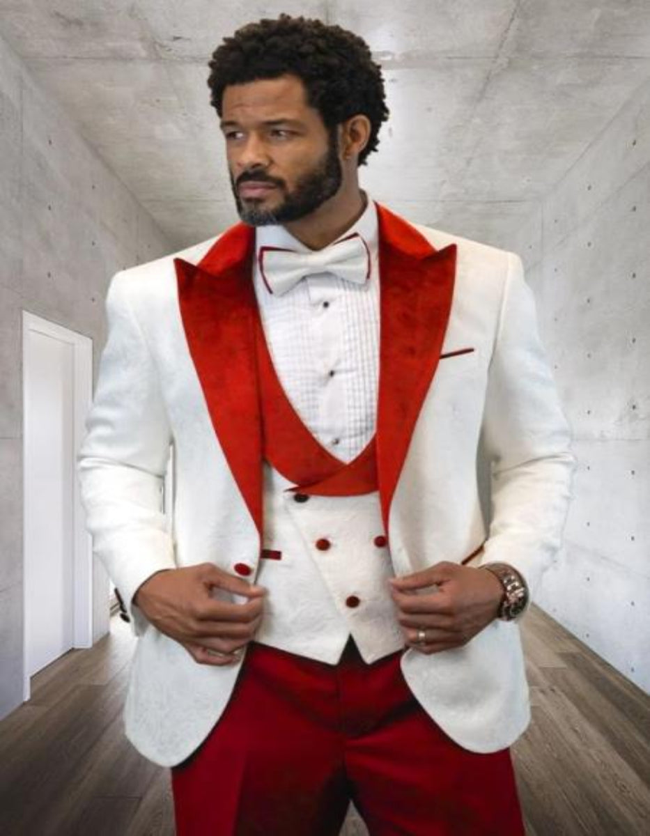 Red and White Suit for Wedding  Now in Stock at MensUSA Red / 42 Long