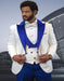 White and Royal Tuxedo Vested Suit - Wedding Tuxedo