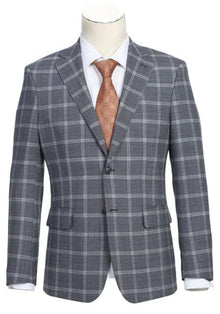 Real Suits - Business Suit By Designer Brand - Gray Plaid