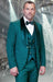 SKU#JA61467 Emerald Green Tuxedo - Hunter Green Tuxedo Velvet Lapel, Velvet Vest with Gold Button and Side Trim on the Pants