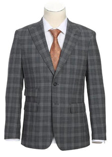 Real Suits - Business Suit By Designer Brand - Gray Check