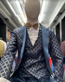 Navy Blue and Gold Suit - Blue Tuxedo