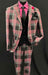 Mens Two Button Peak Lapel Suit Pink ~ Black