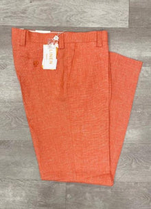 Linen Flat Front Pants Tangy Orange