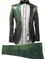 Rossiman Suit - Sateen Suit - Green Shiny Suit Modern Fit