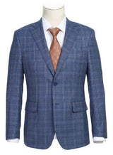 SKU#JA61609 Plaid Suit - Mens Windowpane Suit By English Laundry Designer Brand - Pale Denim