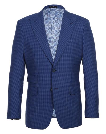 SKU#JA61610 Plaid Suit - Mens Windowpane Suit By Designer Brand - Blue