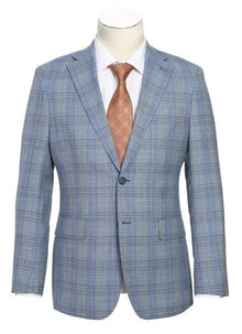Plaid Suit - Mens Windowpane Suit By Designer Brand - Light Gray