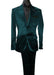 Mens Shiny Blazer - Teal Sateen Vested Suit