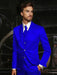 Mens Shiny Blazer - Royal Blue Sateen Vested Suit