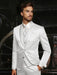 SKU#JA61678 Mens Shiny Blazer - White Sateen Vested Suit