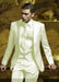 Mens Shiny Blazer - Ivory Sateen Vested Suit