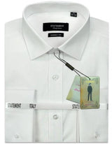 Mens Long Sleeve 100% Cotton Shirt - French Cuff - White
