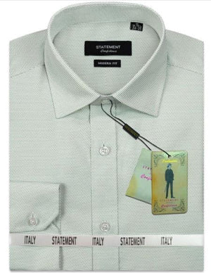 Mens Long Sleeve 100% Cotton Shirt - Pin Dot - Green