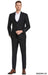 Slim Suits - Windowpane Suit - Vested Plaid Suit - Black