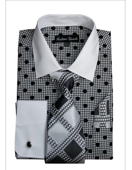mens black polka dot dress shirt Unique Bargains Men's Polka Dots Print Dress Shirt Long Sleeves Casual Shirts L Black