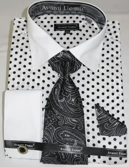 Polka Dot Dress Shirt - White Black