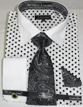 Polka Dot Dress Shirt - White Black