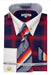 Red and Black Pin Collar Dress Shirt With Collar Bar