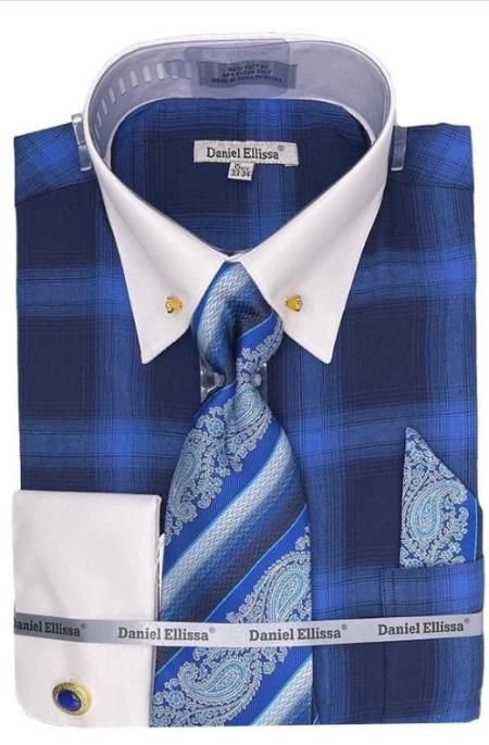 Royal Pin Collar Dress Shirt With Collar Bar — MensUSA Royal Pin Collar Dress Shirt With Collar Bar — MensUSA