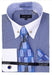 Blue Pin Collar Dress Shirt With Collar Bar