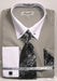 White ~ Navy Pin Collar Dress Shirt With Collar Bar