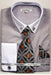 Grey Pin Collar Dress Shirt With Collar Bar