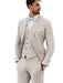 3 Piece Linen Suit - Beige Mens Suit - Vested summer Suit