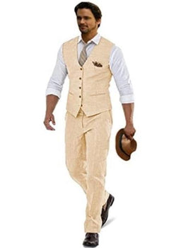Groomsmen Summer Beach Prom Champagne Vest and Pants Set