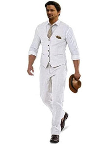 Groomsmen Summer Beach Prom White Vest and Pants Set