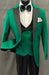 Mens One Button Peak Lapel Green Suit