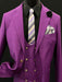 Mens One Button Peak Lapel Purple Suit
