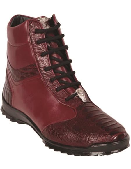 Los Altos Ostrich Leg High Top Sneakers Burgundy