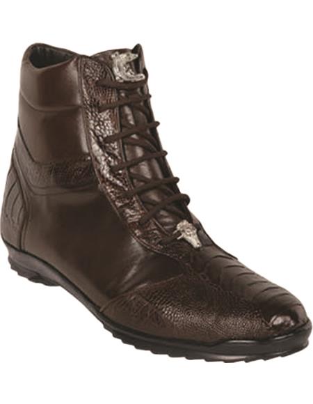 Los Altos Ostrich Leg High Top Sneakers Brown