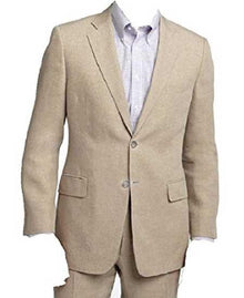 Beige and Natural Big and Tall Linen Suit