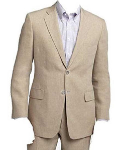 Beige and Natural Big and Tall Linen Suit