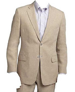 Beige and Natural Big and Tall Linen Suit
