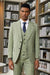 Stacy Adams Mens Windowpane Suit Sage Green