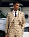 Stacy Adams Mens Plaid Suit Beige
