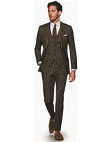 Black and Gold Pinstripe Vested Suit