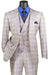 Blue Plaid Suit - Vested Suit - 3 Piece Suits - Peak Lapel Suits - Windowpane Suit - 2 Button