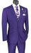 Plaid Suits - Windowpane Purple Suit - Peak Lapel Style