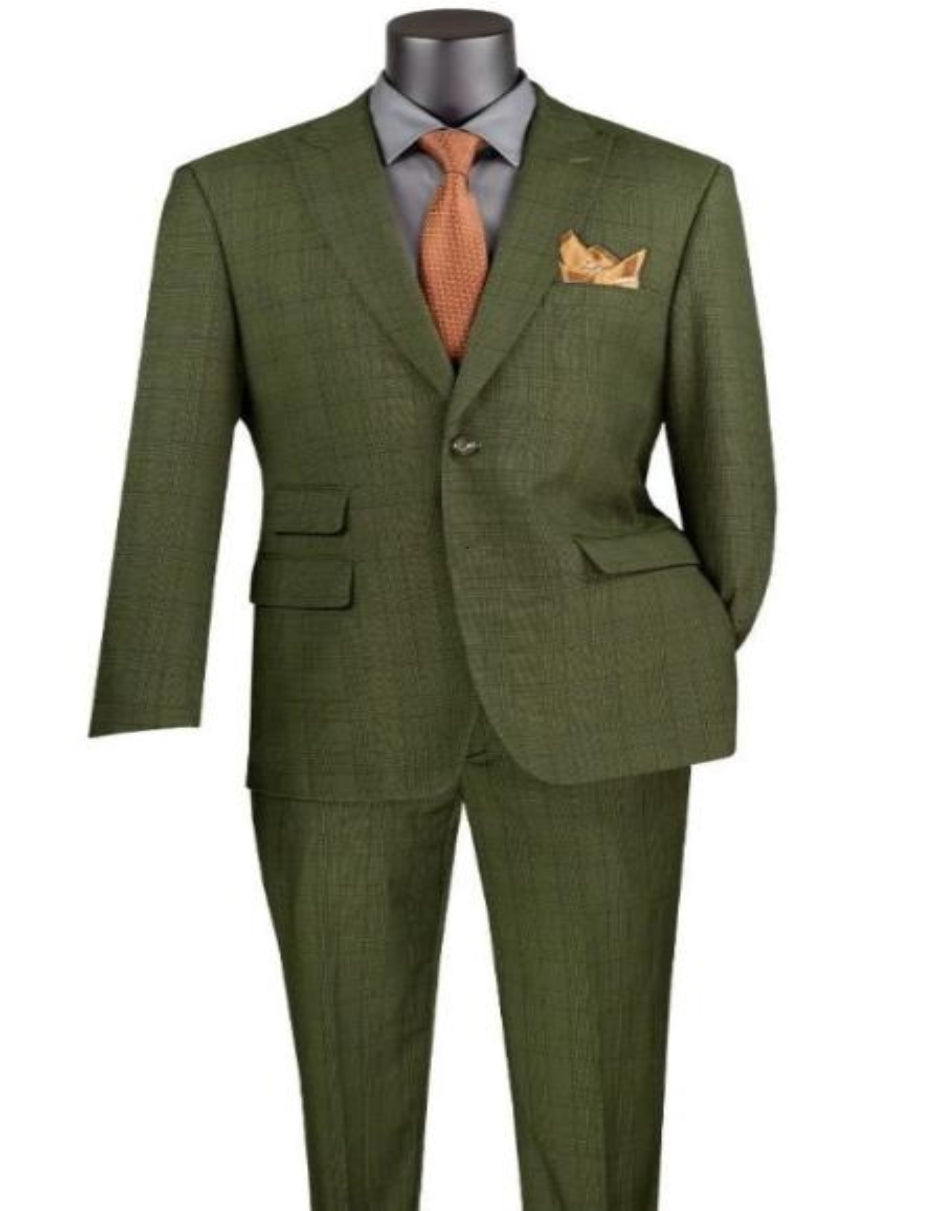 Plaid Suits - Windowpane Olive Suit - Peak Lapel Style Olive / 44 Long Jacket Plaid Suits - Windowpane Olive Suit - Peak Lapel Style Olive / 44 Long Jacket