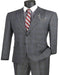 Plaid Suits - Windowpane Charcoal Suit - Peak Lapel Style