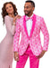 Mens Paisley Prom and Wedding Tuxedo in Hot Pink Fuchsia