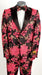 Mens 2 Button Hot Pink Fuchsia and Black Floral Paisley Tuxedo